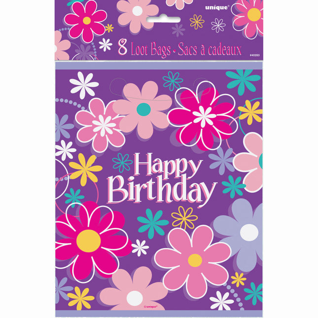 Blumen Happy Birthday Sharing Bags 8pcs