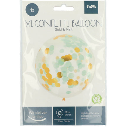 Konfetti Ballon Blau Gold 61cm