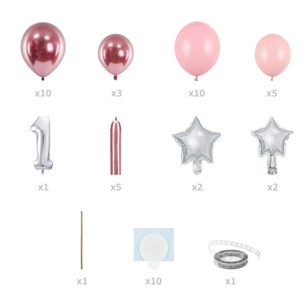 Luftballons Set 1 Jahr Rosa 1.4m