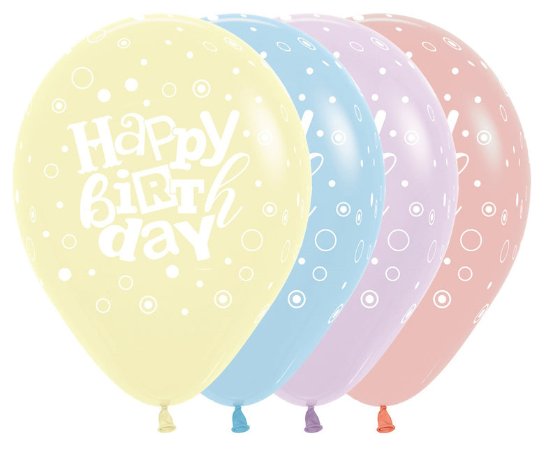 Ballons Happy Birthday Festival Pastell Matte Mix 30cm 25pcs