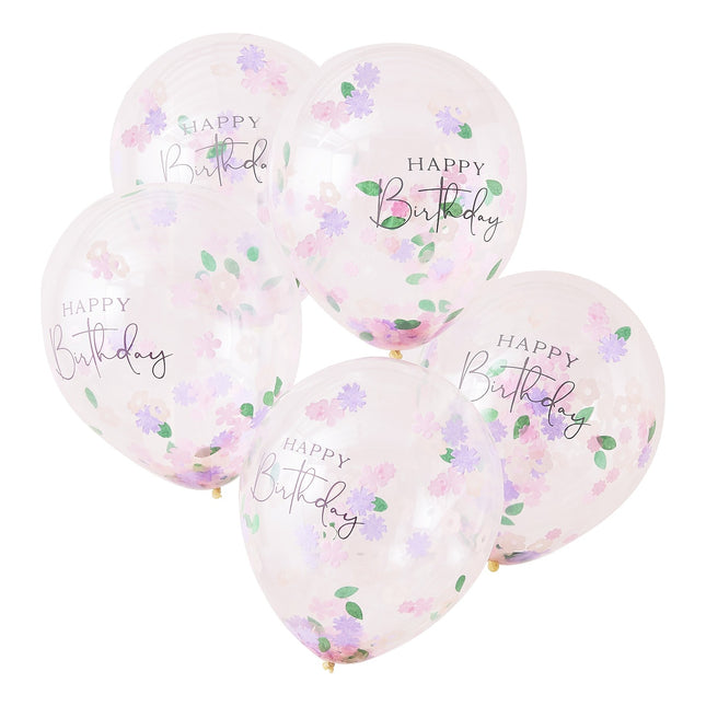 Bunte Happy Birthday Konfetti Ballons 30cm 5Stück