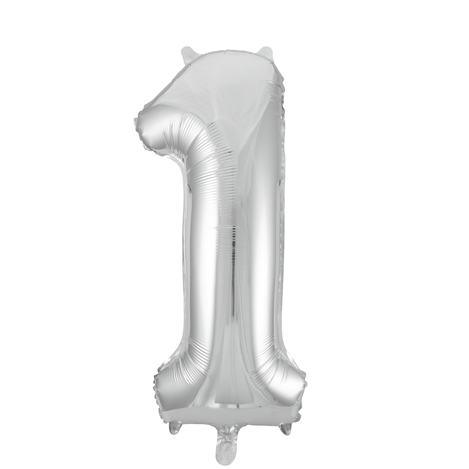 Folienballon Figur 1 Silber XL 86cm leer