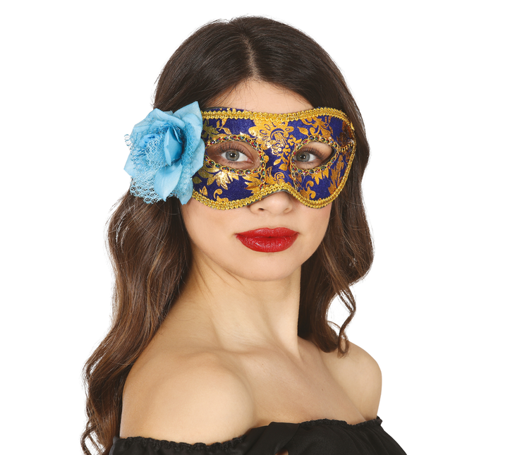 Blumenmaske Blau Gold