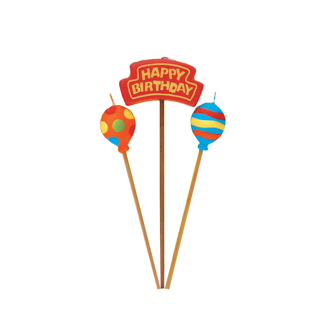 Geburtstagskerzen Happy Birthday Ballons 26,4cm 3Stk.