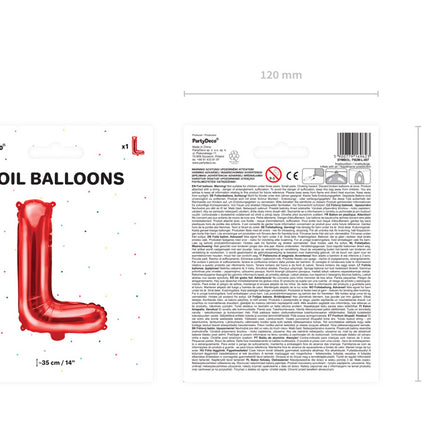 Folienballon Buchstabe L Rot Leer 35cm