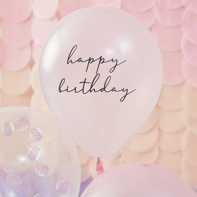 Happy Birthday Ballons Set Muscheln 30cm 5Stück