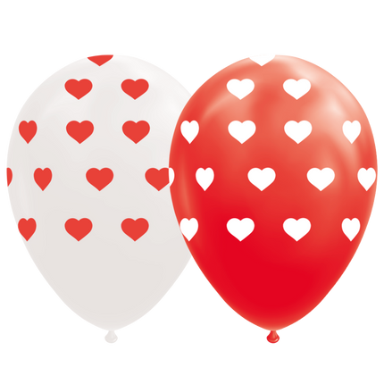 Herz Ballons Rot Weiß 30,5cm 8Stk