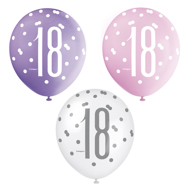 Ballons 18 Jahre Dots 30cm 6Stk