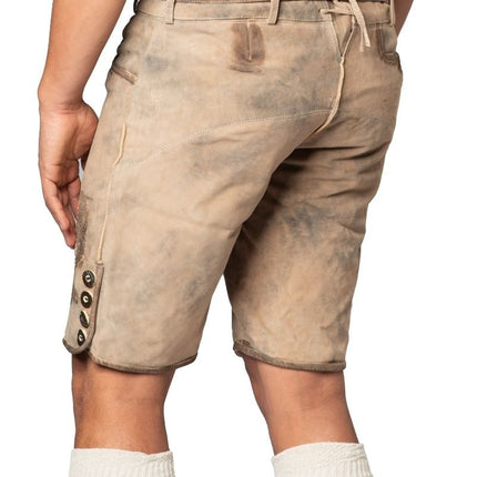 Lederhose Leder Short Grau und Gürtel