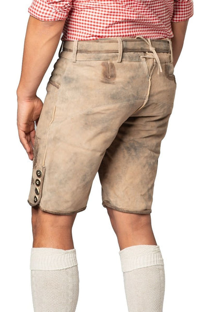 Lederhose Leder Short Grau und Gürtel