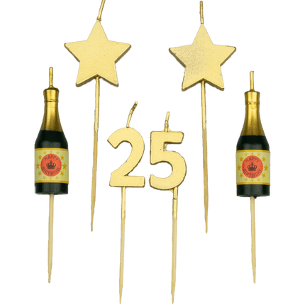 Kerzen 25 Jahre Champagner 17,5cm