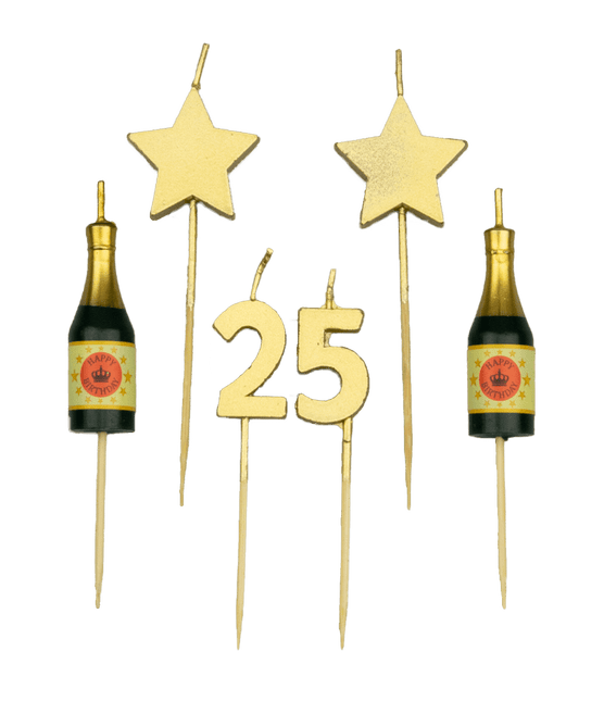 Kerzen 25 Jahre Champagner 17,5cm