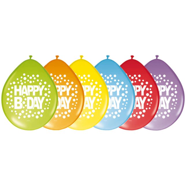 Geburtstagsballons Happy Birthday Dots 30cm 8Stück