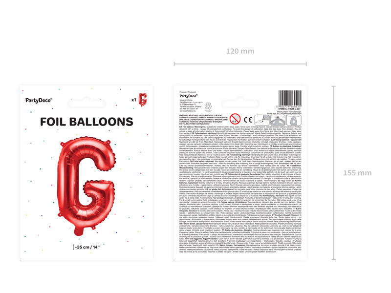 Folienballon Buchstabe G Rot Leer 35cm