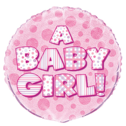 Helium Ballon A Baby Girl Rosa 45cm leer