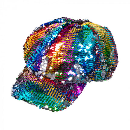 Glitter Cap Reversible Rainbow Silver 31cm