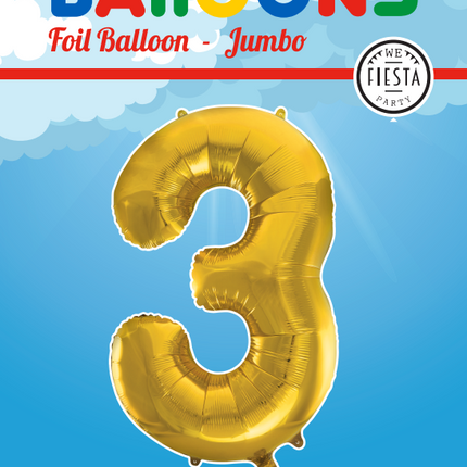 Folienballon Figur 3 Gold XL 86cm leer