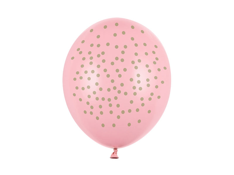 Rosa Luftballons Gold Dots 30cm 6 Stk.