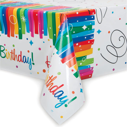 Tischtuch Happy Birthday Regenbogen 2,13m