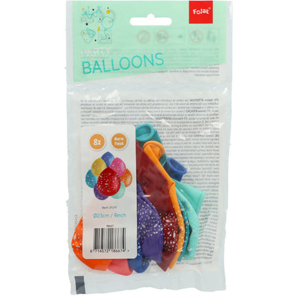 Ballons Konfetti Bunt 23cm 8Stück