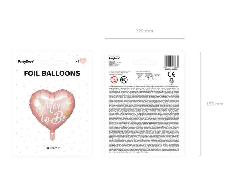 Helium Ballon Herz Mom To Be Rosa Leer 35cm