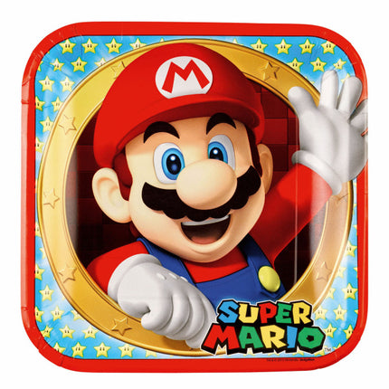 Super Mario Teller quadratisch 23cm 8 Stk.