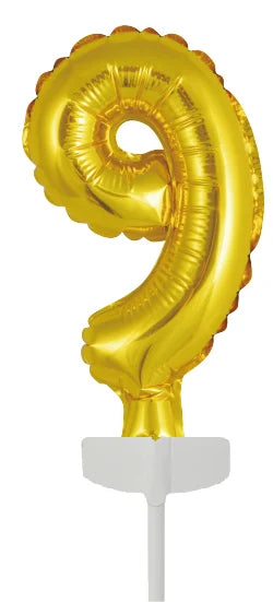 Gold Tortenaufleger 9 Jahre Folienballon 12,5cm