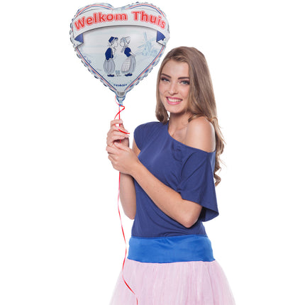 Heliumballon Welcome Home Delft Blau 45cm leer