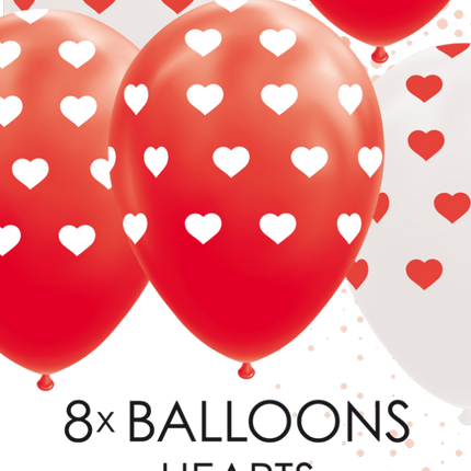 Herz Ballons Rot Weiß 30,5cm 8Stk