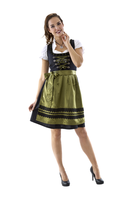 Dirndl schwarz olivgrün, Hirsche