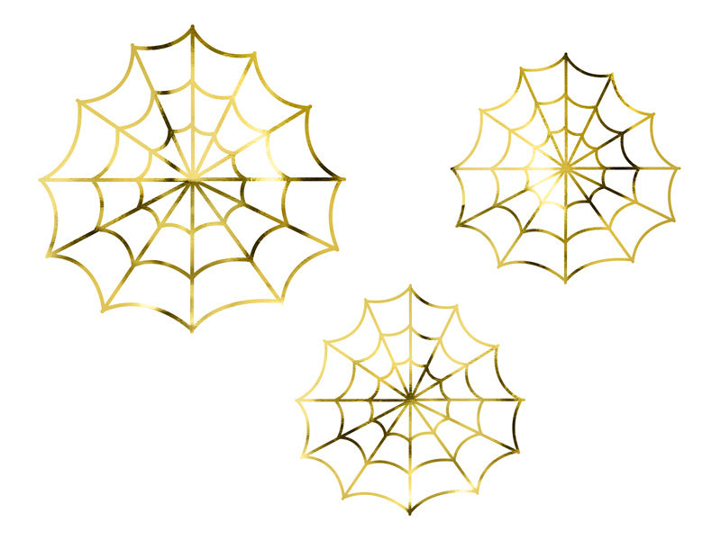 Halloween Dekoration Spinnennetz Gold Set 3 Stück