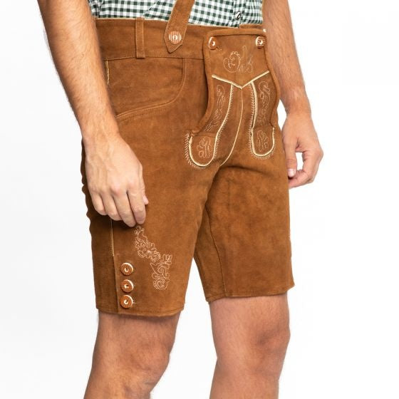 Lederhose Leder Short Braun und Hosenträger