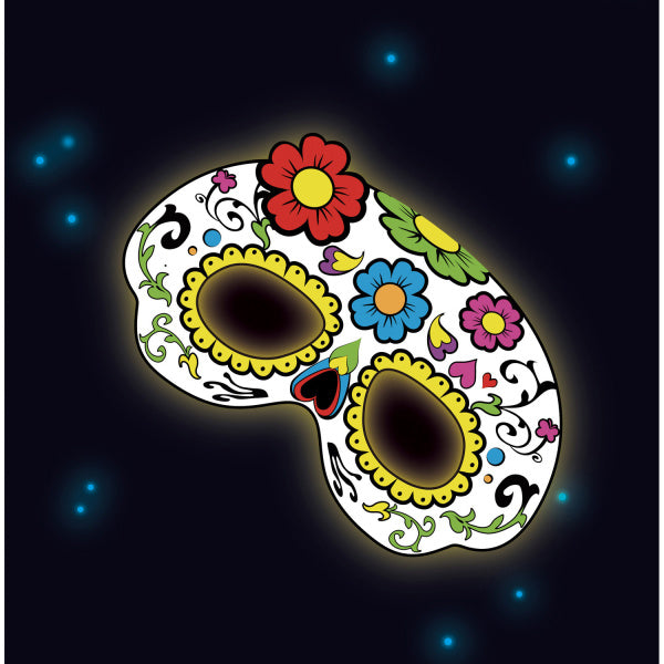 Dia De Los Muertos Maske Blumen Glow In The Dark 19cm