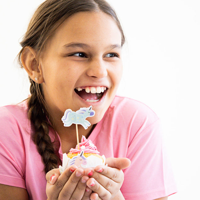 Einhorn Cupcake Toppers Regenbögen 12 Stück