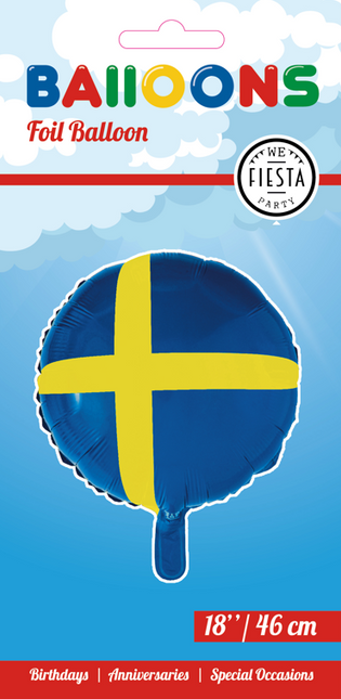 Heliumballon Flagge Schweden 45cm leer