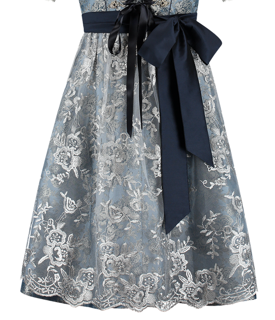 Blau Silber Dirndl Kleid Oktoberfest Damen 2 Stück