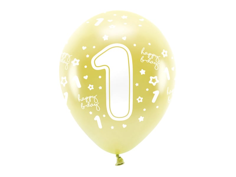 Ballons 1 Jahr Gold 33cm 6 Stk.