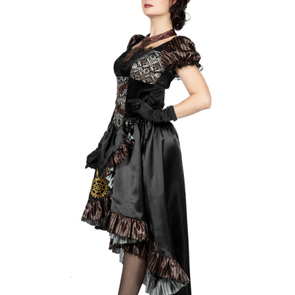 Steampunk Kleid Schwarz Damen