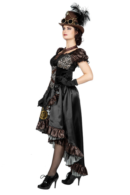 Steampunk Kleid Schwarz Damen