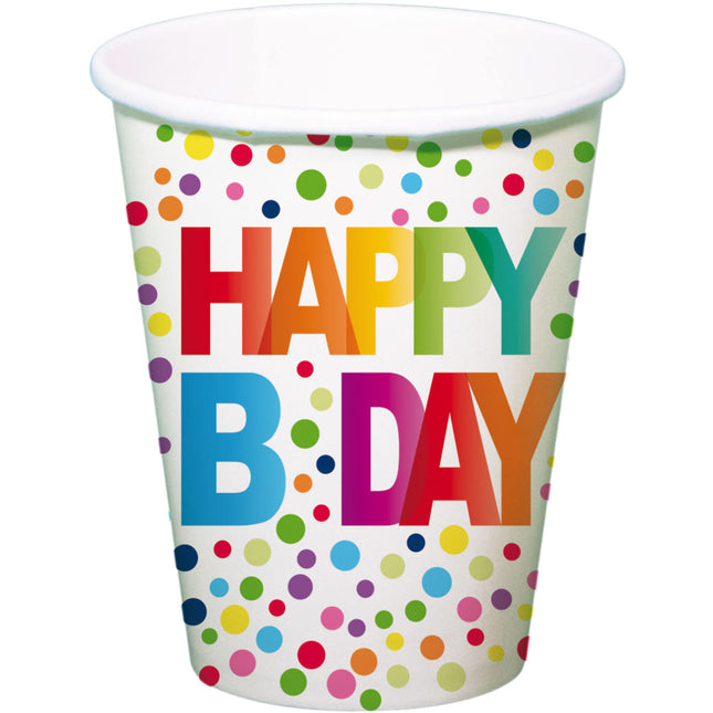 Geburtstagsbecher Happy Birthday Dots 250ml 8 Stk.