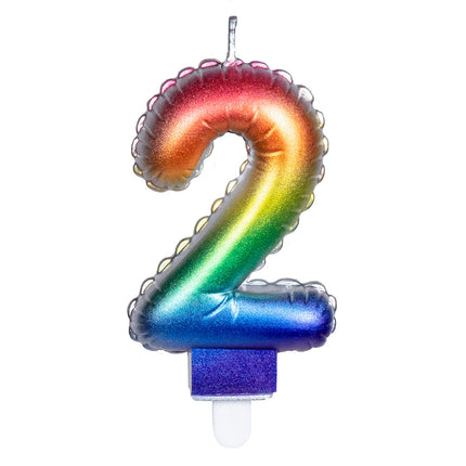 Regenbogen-Kerze 2 Jahre 8cm