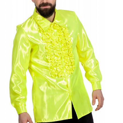 Disco Bluse Rüschen Limettengrün