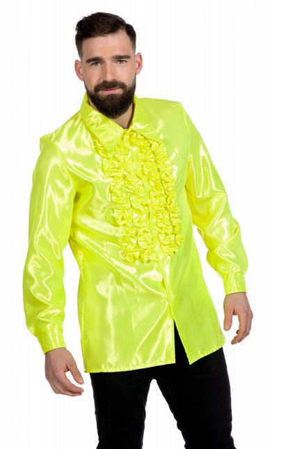 Disco Bluse Rüschen Limettengrün