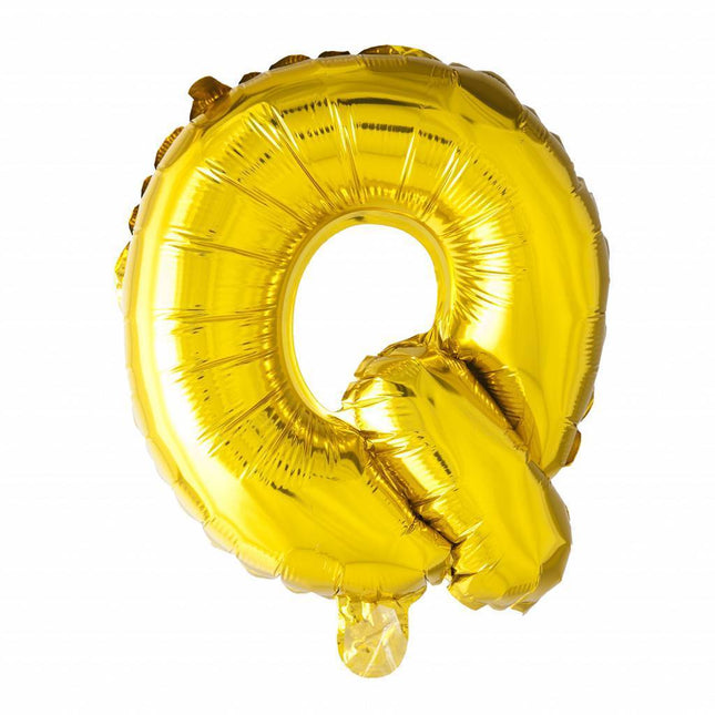 Folienballon Buchstabe Q Gold 41cm mit Strohhalm