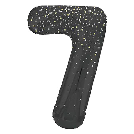 7 Jahre Figur Ballon Black Dots 86cm