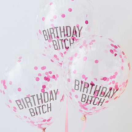 Rosa Luftballons Set Happy Birthday Bitch 2.5m