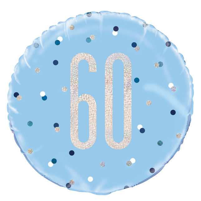 Heliumballon 60 Jahre Blau 45cm Leer