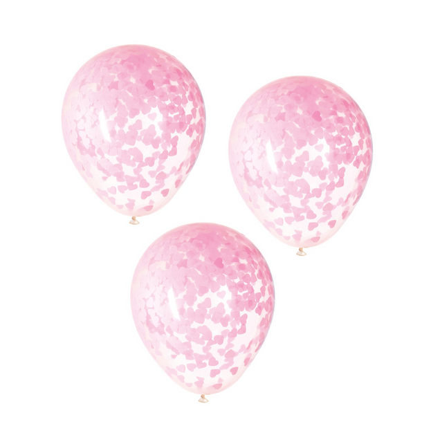 Konfetti Ballons Rosa Herz 40cm 5Stück