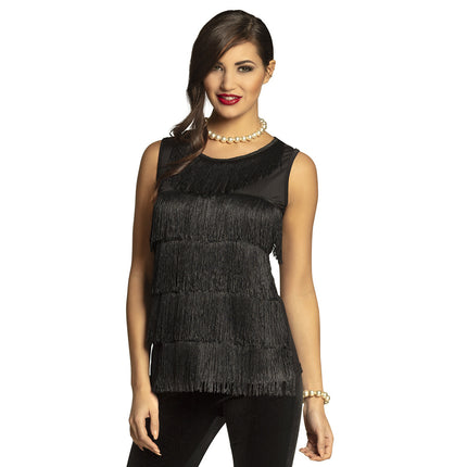 Flapper Top Damen Schwarz