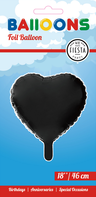 Helium Ballon Herz Schwarz 46cm leer